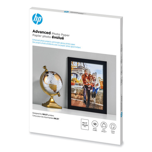 HP Advanced Photo Paper， 10.5 mil， 8.5 x 11， Glossy White， 50/Pack (Q7853A)