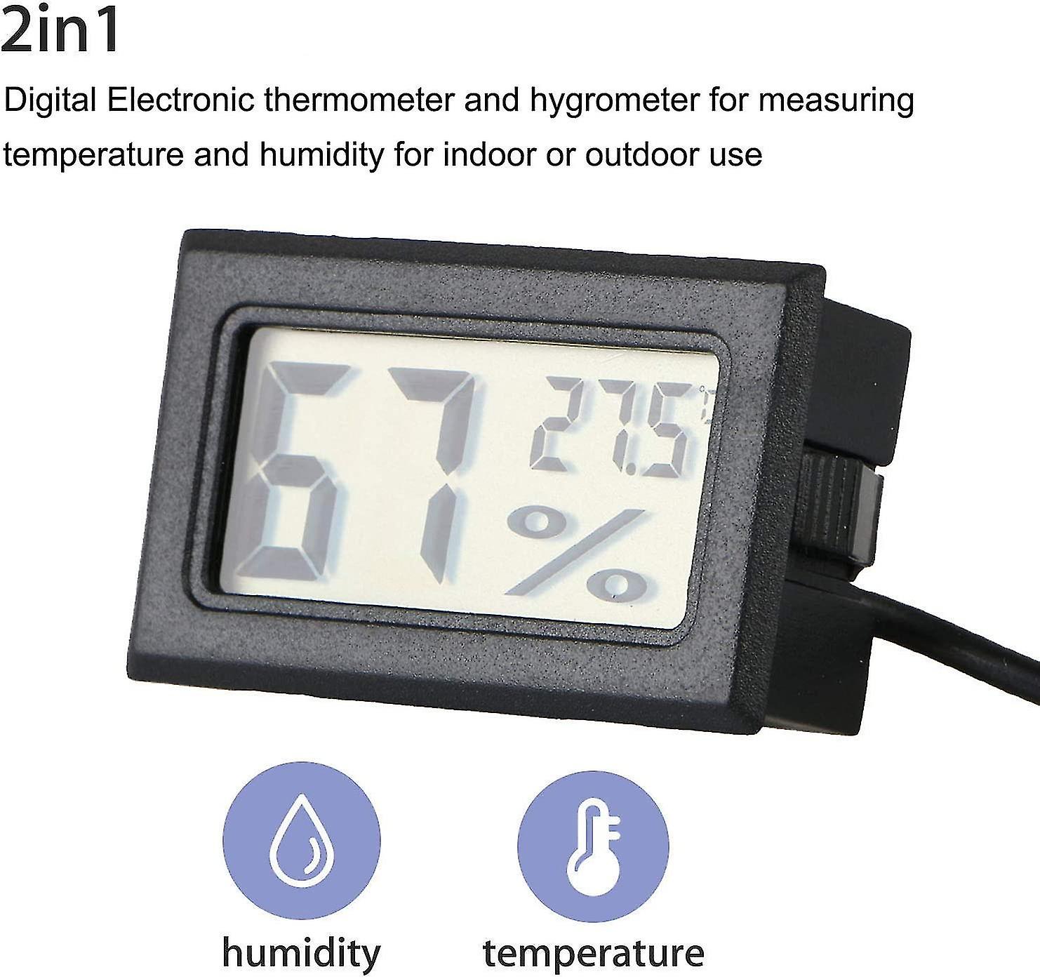 Digital Thermometer Hygrometer， Hygrometer Mini Thermometer Probe Thermometers Temperature Gauge Hdity Meter For Reptile Incubator Aquarium Poultry Of