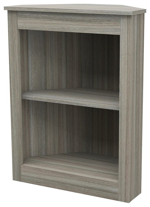 Inval America 31.5 quot2 Shelf Engineered Wood Corner Bookcase in Gray Smoke Oak   Transitional   Bookcases   by Homesquare  Houzz