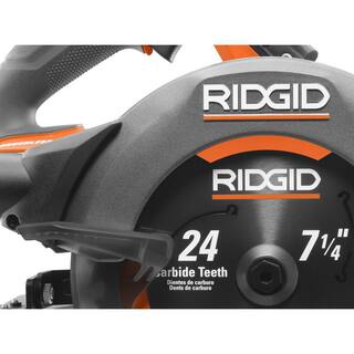 RIDGID 18V 6.0 Ah and 4.0 Ah MAX Output Lithium-Ion Batteries and Charger Kit with Bag and 18V Brushless 7-14 in. Circular Saw AC840060SB1-R8657B