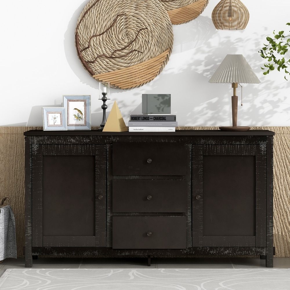 Buffet Cabinet Sideboard Console Table with Storage Cabinets   Drawers