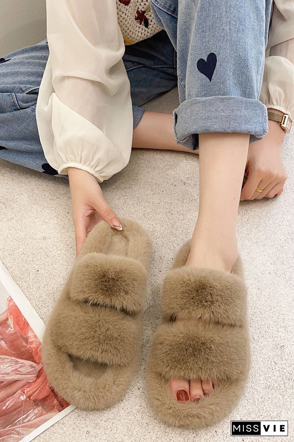 Winter Flat Warm Fluffy Slippers