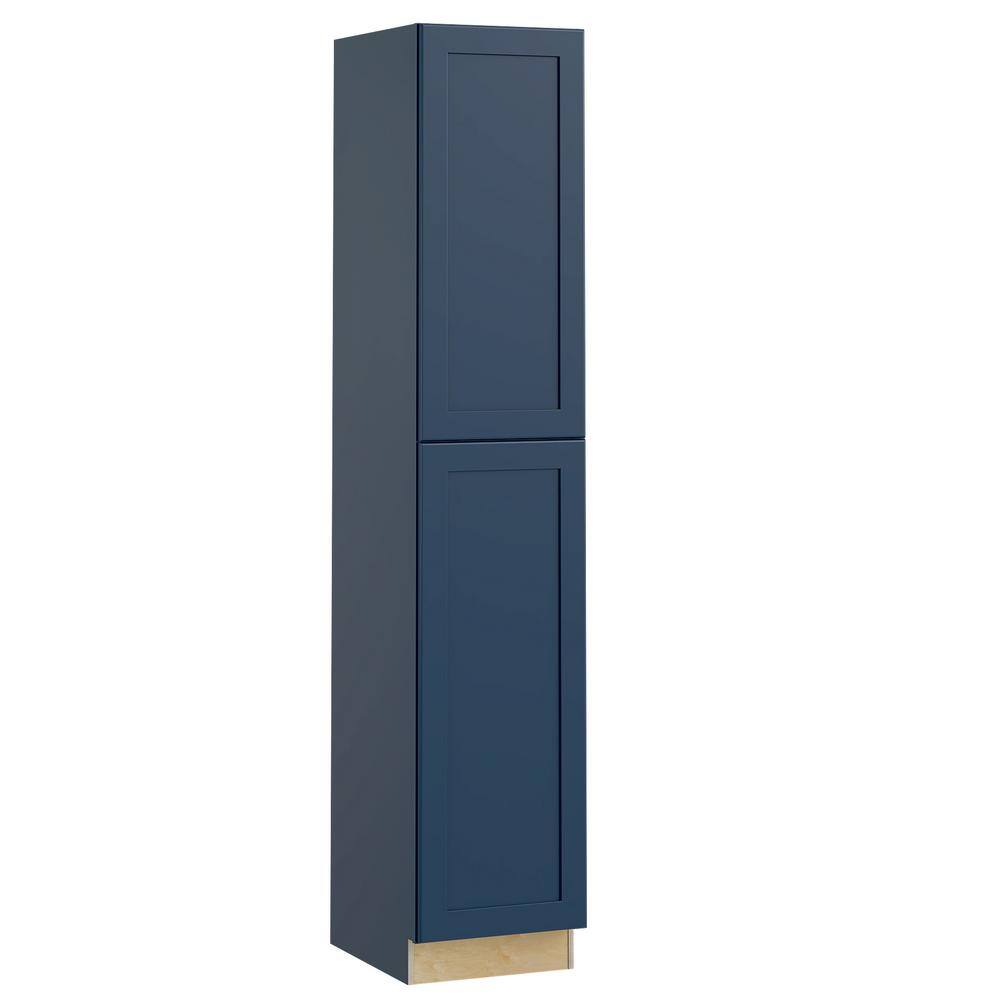 Home Decorators Collection Newport Blue Painted Plywood Shaker Stock Assembled Pantry Utility Kitchen Cabinet 4-ROT Right 18 in. x 96 in. x 24 in. U182496R-4T-NMB