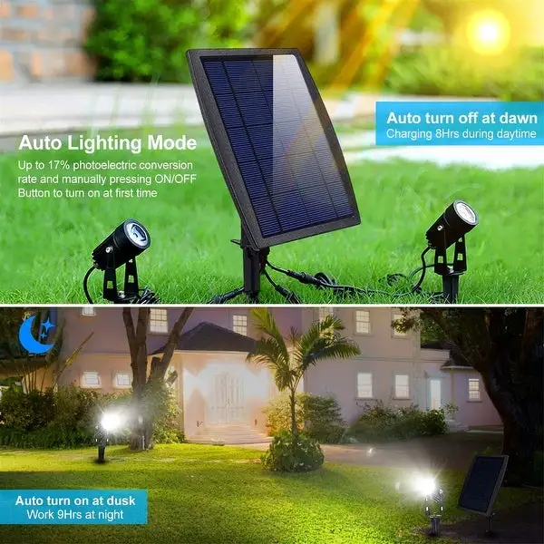 Twin Solar Spotlight Outdoor Light Sensor Lamps Waterproof