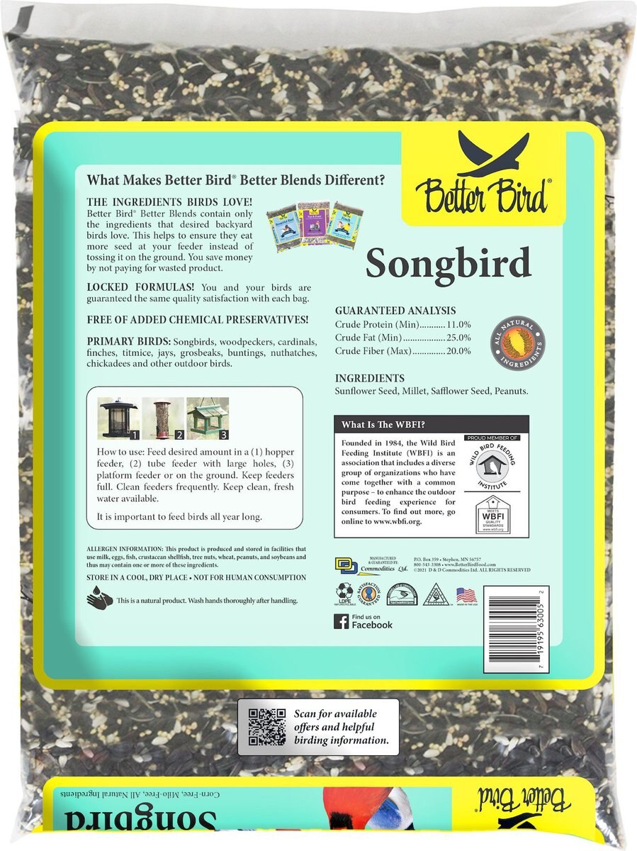 Better Bird Songbird Bird Food， 5-lb bag