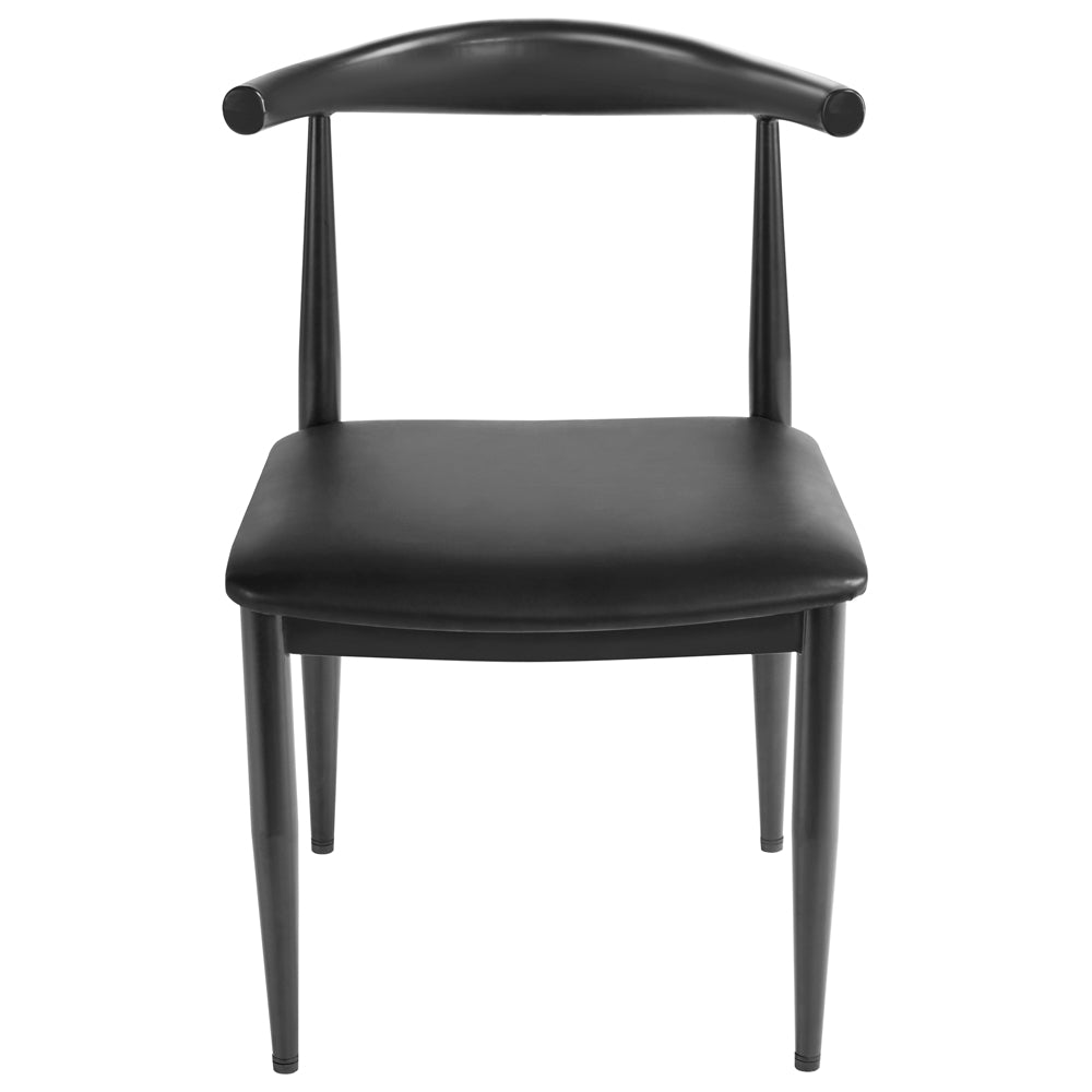 Easyfashion Set of 2 Armless Leather Dining Chairs for Home， Black