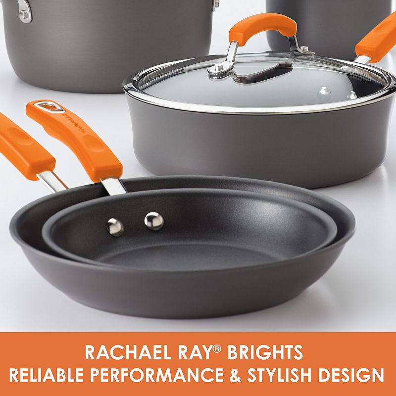 Rachael Ray? Brights Hard-Anodized Nonstick Cookware Pots and Pans Set， 10-Piece