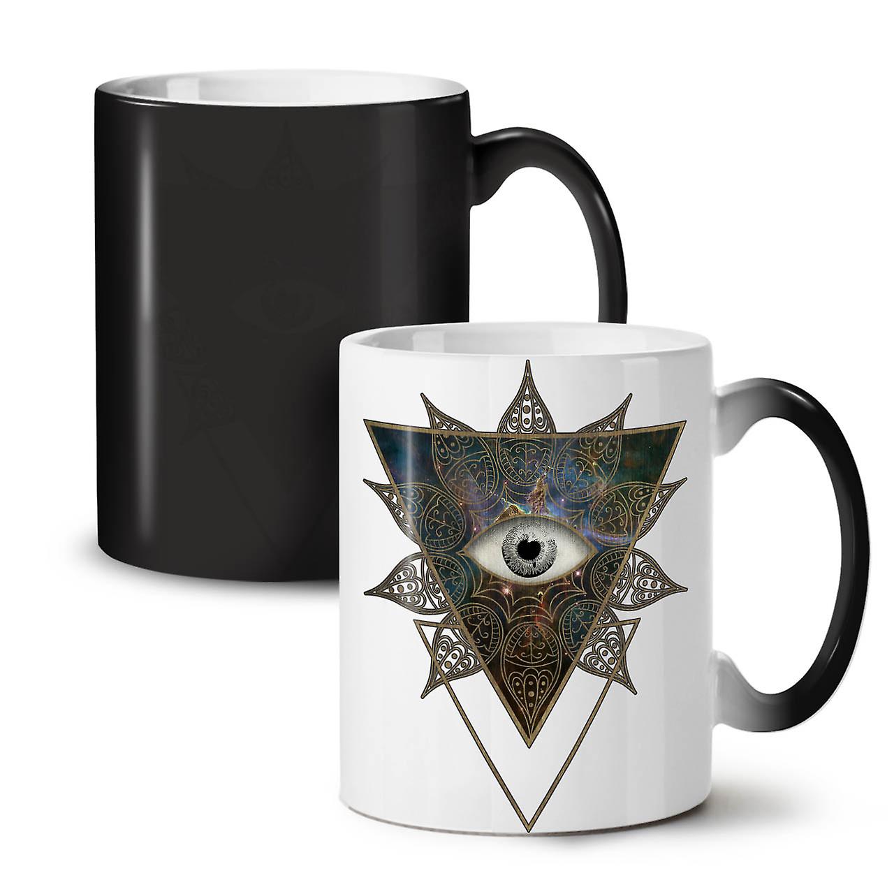 Triangle Eye Cool NEW Black Colour Changing Tea Coffee Ceramic Mug 11 oz | Wellcoda