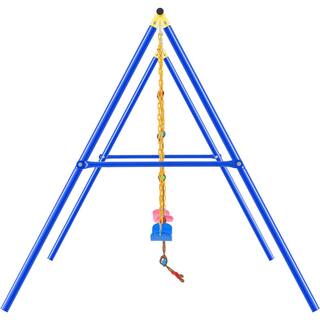 Metal Outdoor Swing Set with Climbing Ladder in Blue LN20232334