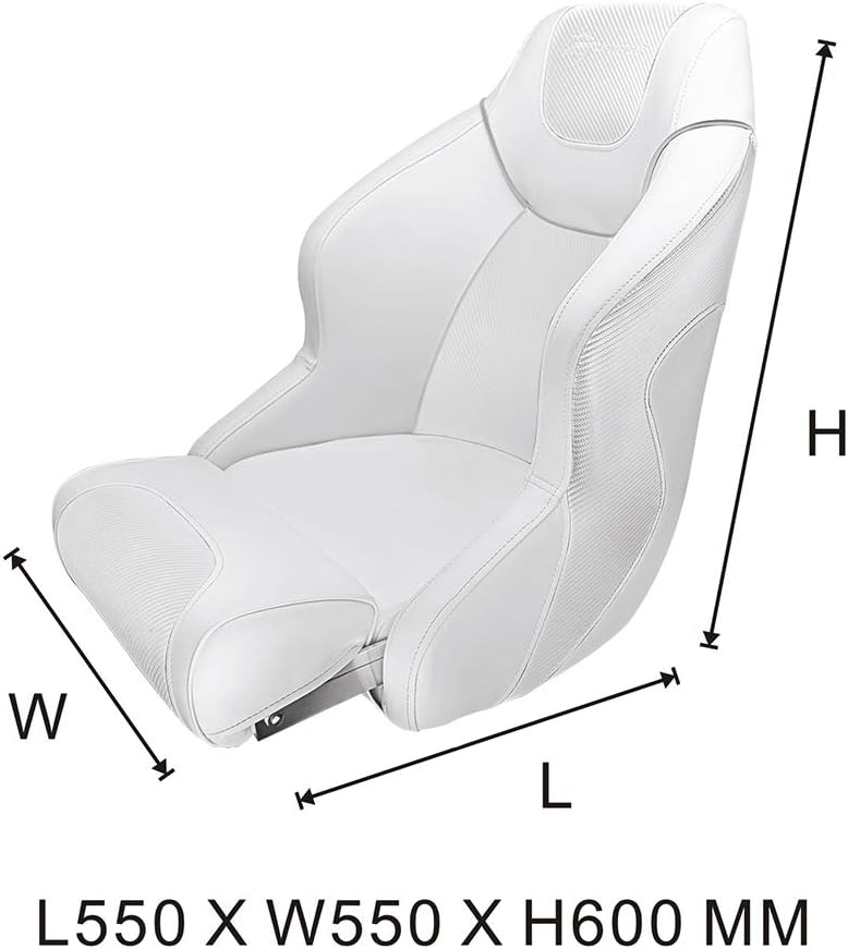 Seamander S1045 series Premier Pontoon Furniture Bucket Seat， Captain Seat， Colors Solid White