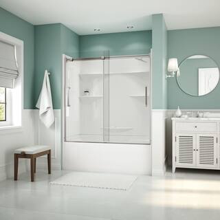 Aquatic Artesia 56 in. - 59 in. x 59 in. Frameless Sliding Tub Door in Chrome 134900900084000