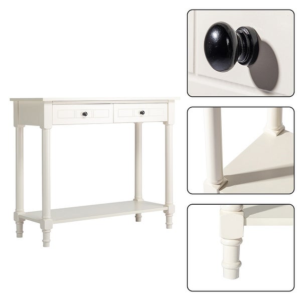 2-Tier Console Table with 2 Drawers， Sofa Table with Storage Shelves