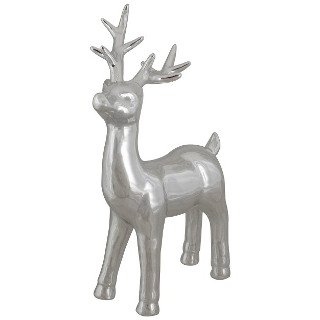 Metallic Silver Standing Reindeer Christmas Tabletop Decor