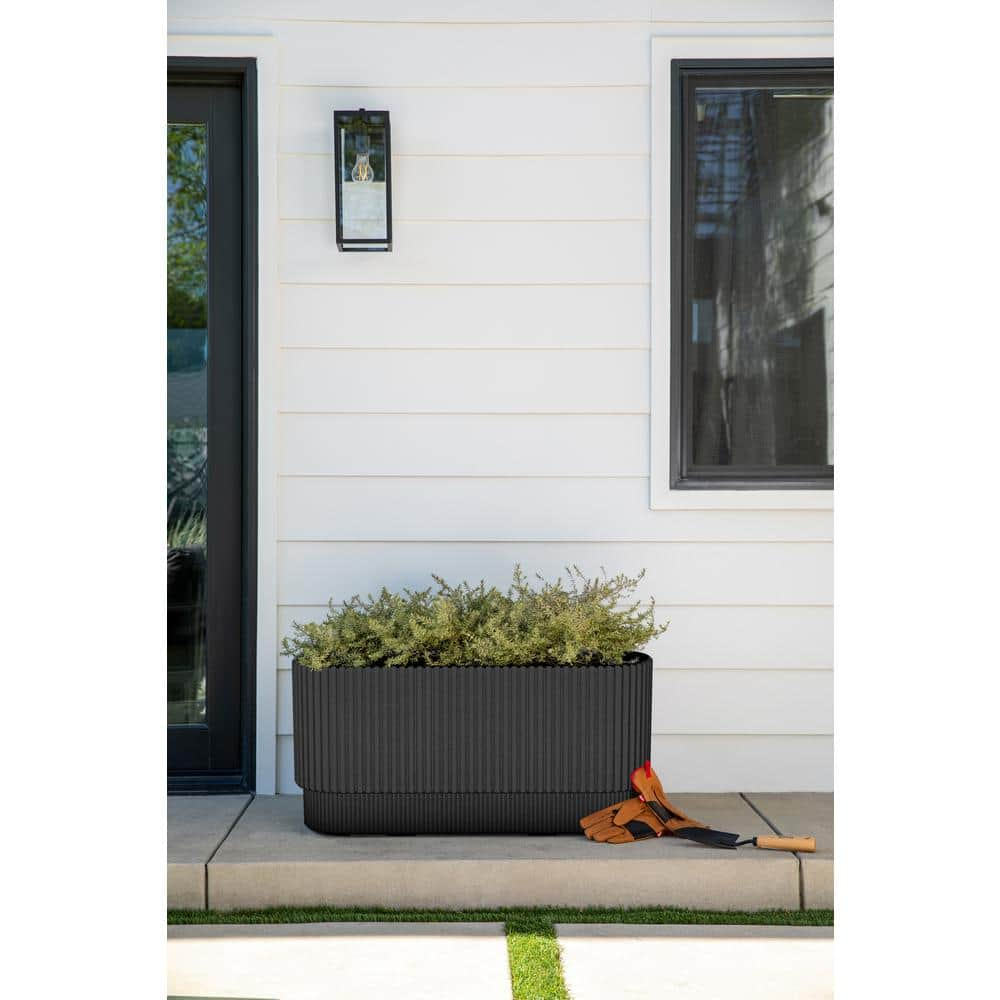 Veradek Demi 30 in. Rectangular Black Plastic Long Planter (2-Pack) DMVLO30B-2PK