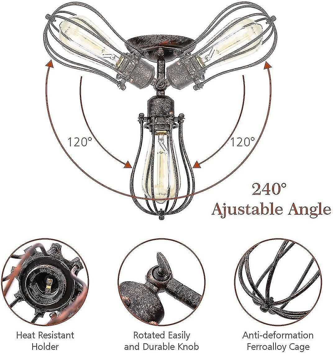 2 Pack Industrial Wall Light E27 Shade Cage Pendant Light