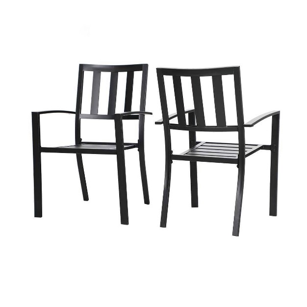 2pk Outdoor Stackable Bistro Chairs Black Captiva Designs