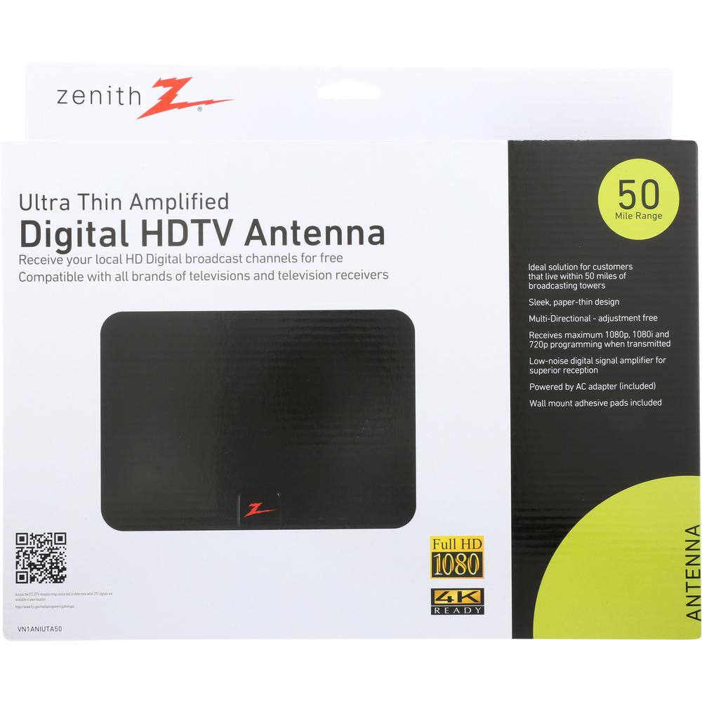 Zenith Indoor Omni-Directional HD TV Antenna in Black VN1ANIUTA50