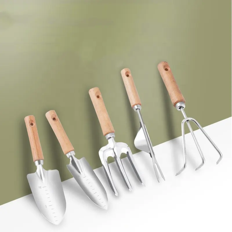 Wholesale 9 Pieces Gardening Kit With Carry Tote Bag Wooden Handle Garden Tools Set