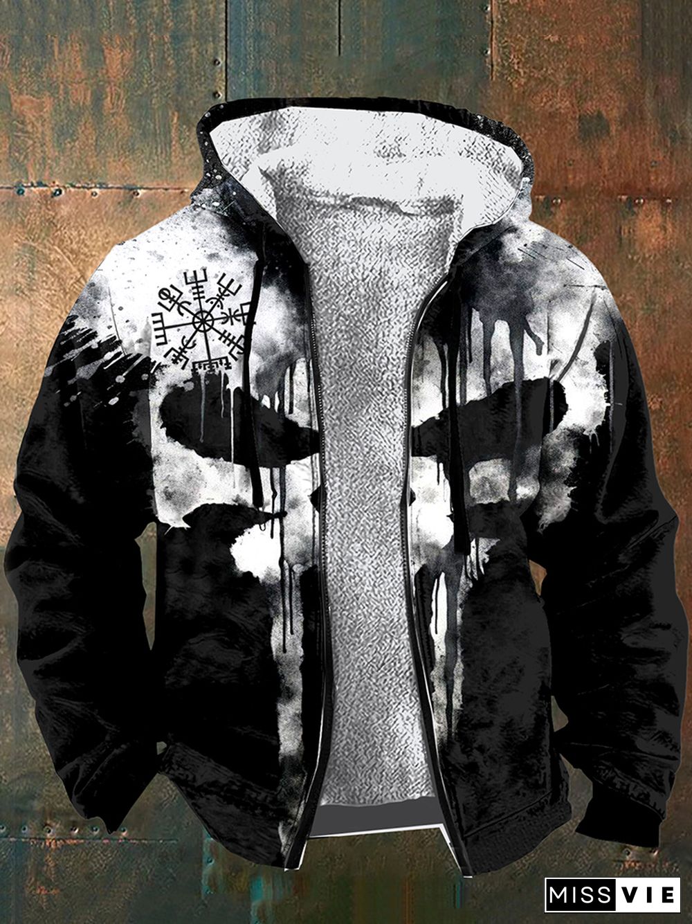 Splash Ink Vikng Skull Training Zipper Up Hoodie