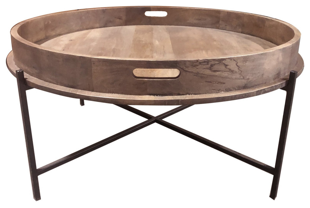 Barrel Top Coffee Table   Industrial   Coffee Tables   by Primitive Collections  Houzz