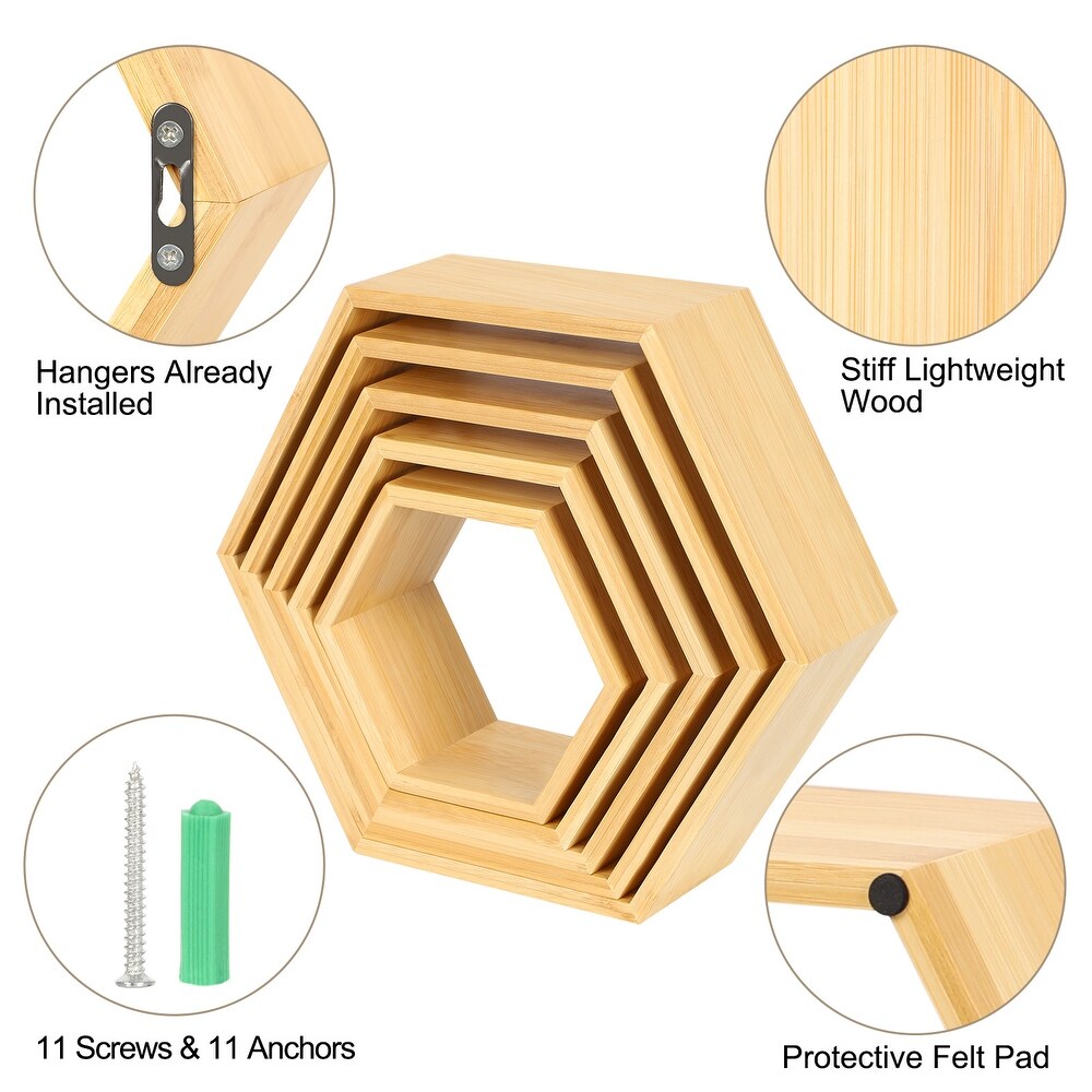 Wall Mounted Hexagon Floating Shelves