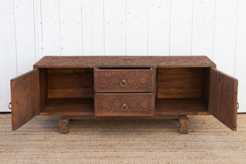 Rare Finely Carved Anglo Indian Low Cabinet   Eclectic   Accent Chests And Cabinets   by De cor  Houzz