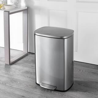 happimess Connor Rectangular 13 Gal. Stainless Steel Trash Can with Soft-Close Lid and Free Mini Trash Can HPM1006A