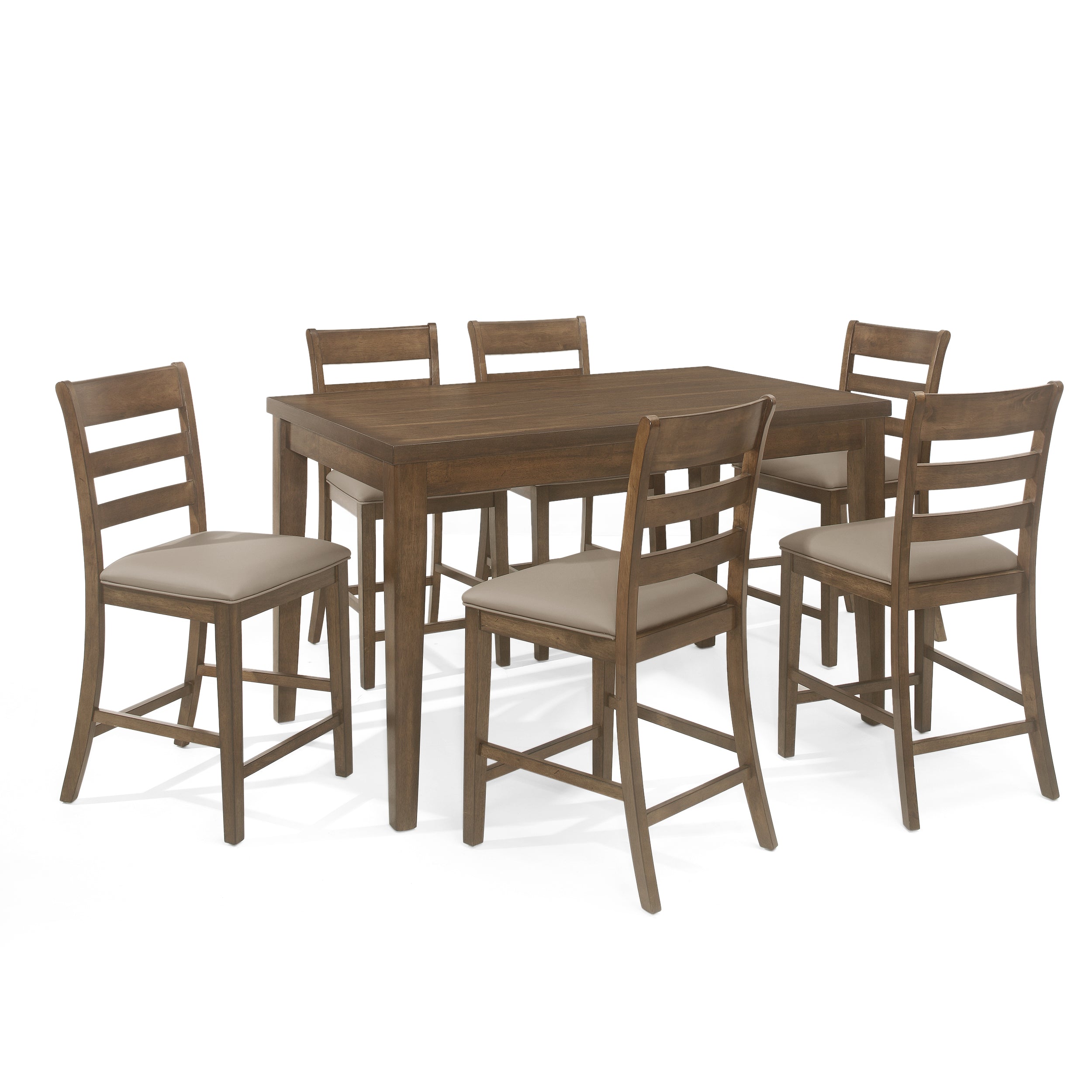 Boughton Farmhouse Wood Counter Height 7 Piece Dining Set