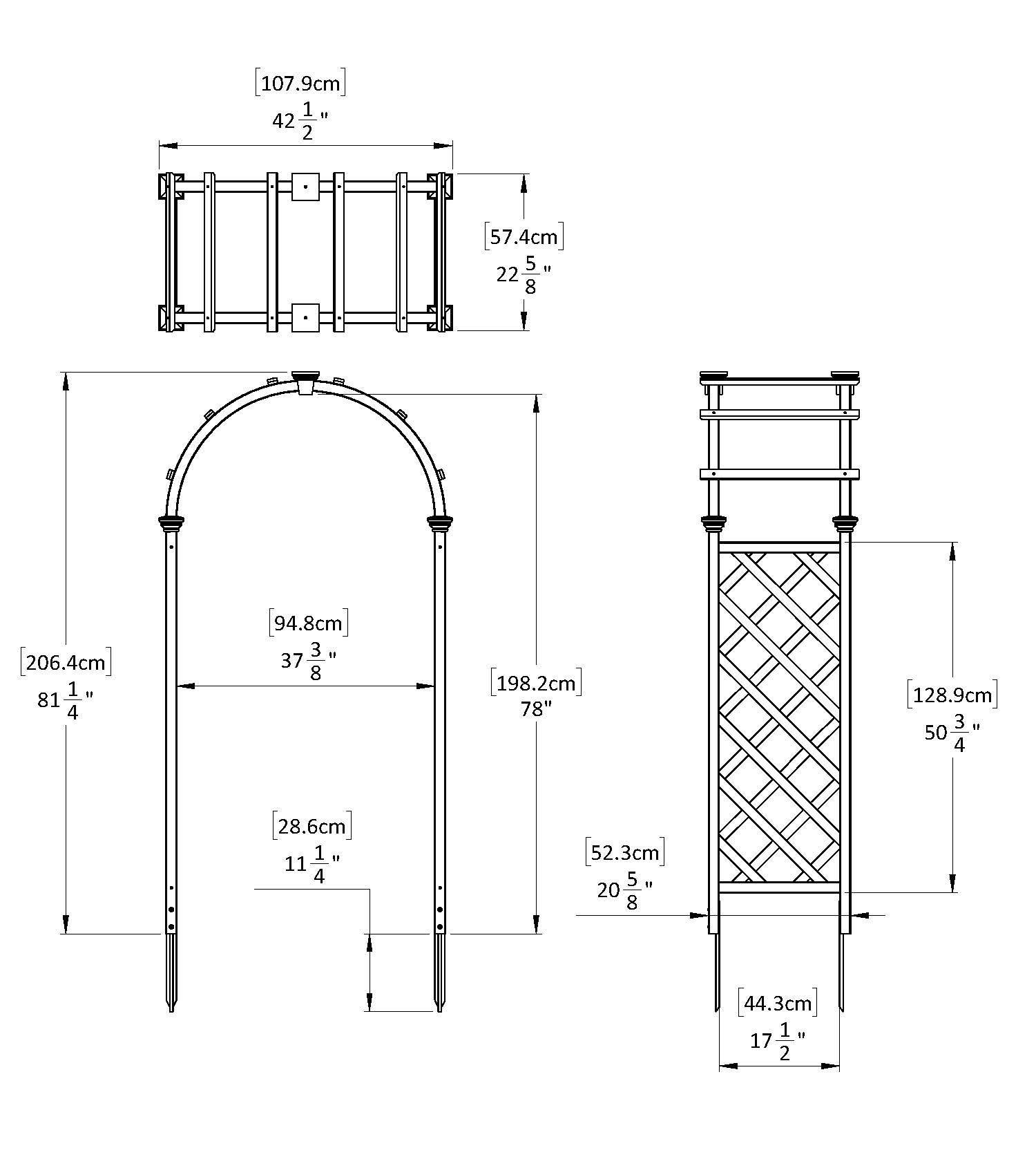 Vita 43"L x 23"W x 81"H Cedar Arbor, Golden Brown, VA68893