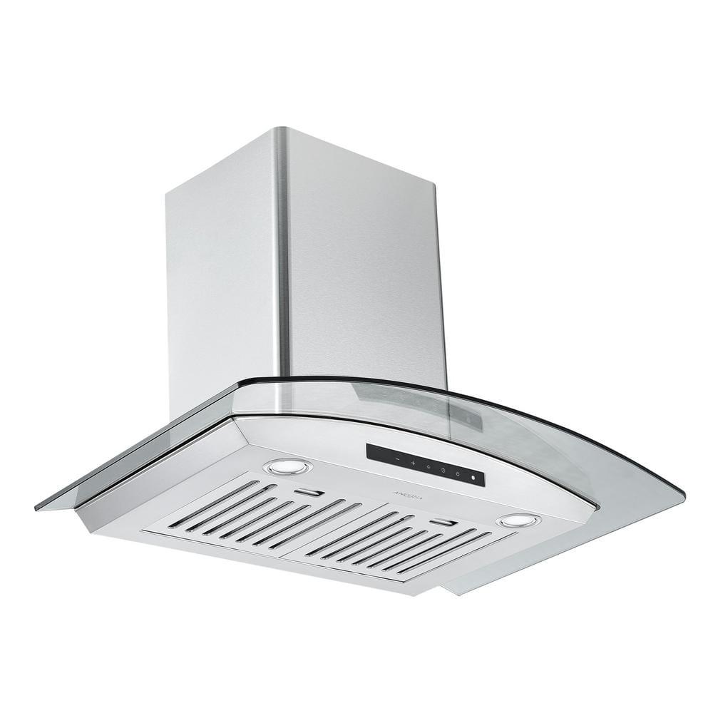 Ancona GCL630 30 in Convertible Wall Mounted Range Hood in Stainless Steel with Night Light Feature