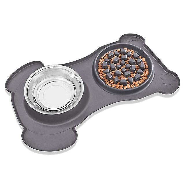 2 In 1 stainless steel slow feeder dog bowl