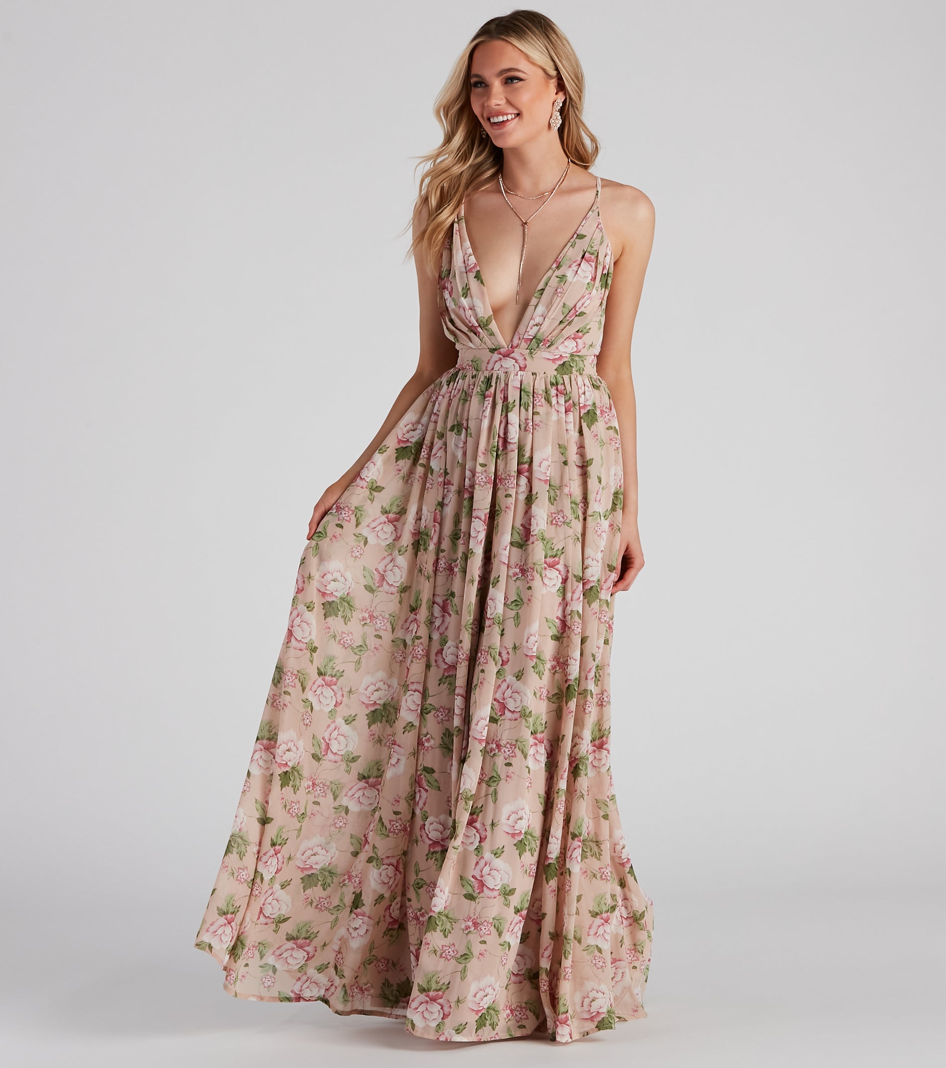 Veronica Formal Floral Chiffon A-Line Dress