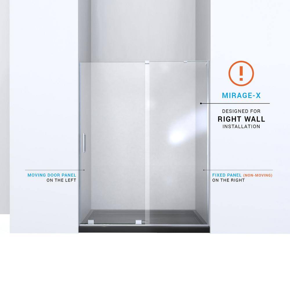 DreamLine Mirage-X 56 in. to 60 in. x 72 in. Semi-Frameless Sliding Shower Door in Brushed Nickel SHDR-1960723R-04