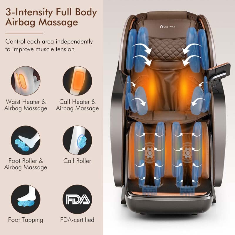 Thai Stretch 3D Full Body Zero Gravity Massage Chair with Heat Roller & LCD Touch Screen