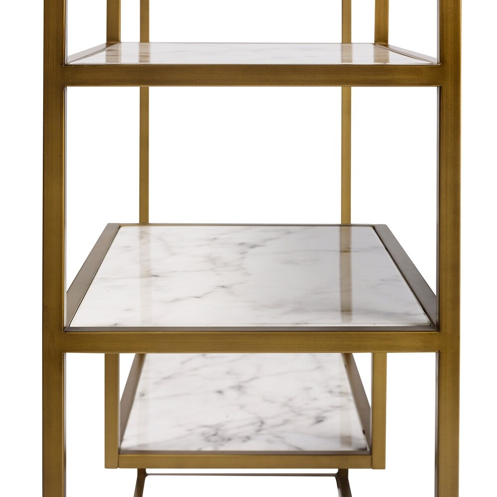 Teamson Home   Marmo C Shape Table   Faux Marble / Brass