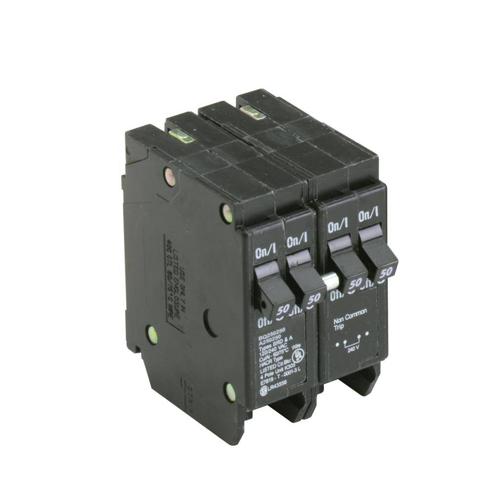 Eaton BR 2-50 Amp 2-Pole BQ (Independent Trip) Quad Circuit Breaker BQ250250