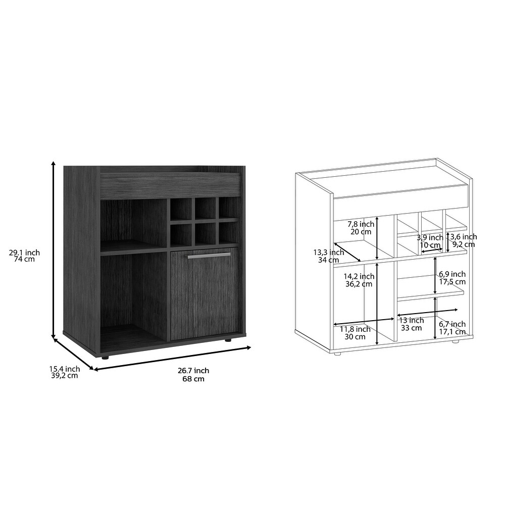 Bar Cabinet With Two Concealed Shelves And Six Wine Cubbies