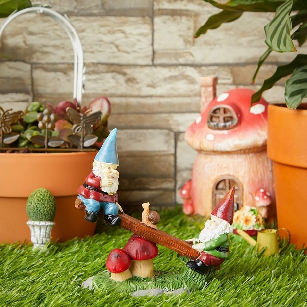 Juvale 7 Piece Set Mini Garden Gnome Fairy Village House Statue Set Whimsical Home D cor