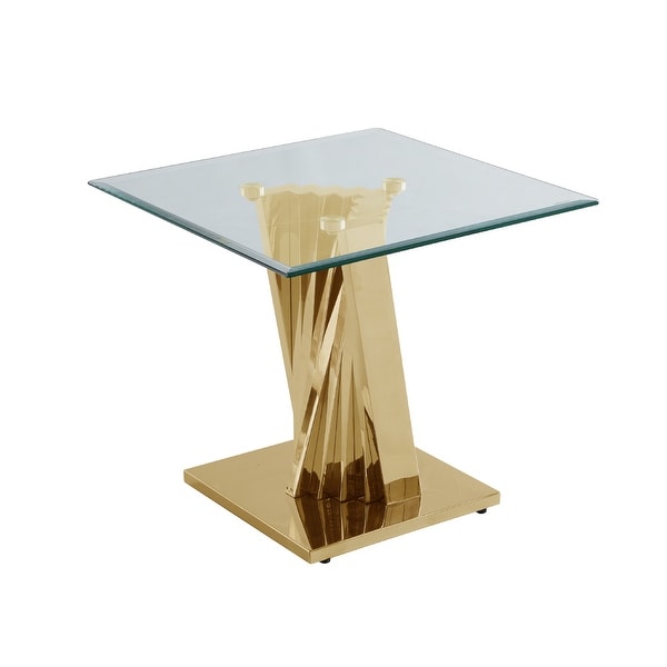 Best Quality Furniture Modern Glass End Table with Gold Spiral Base - End Table