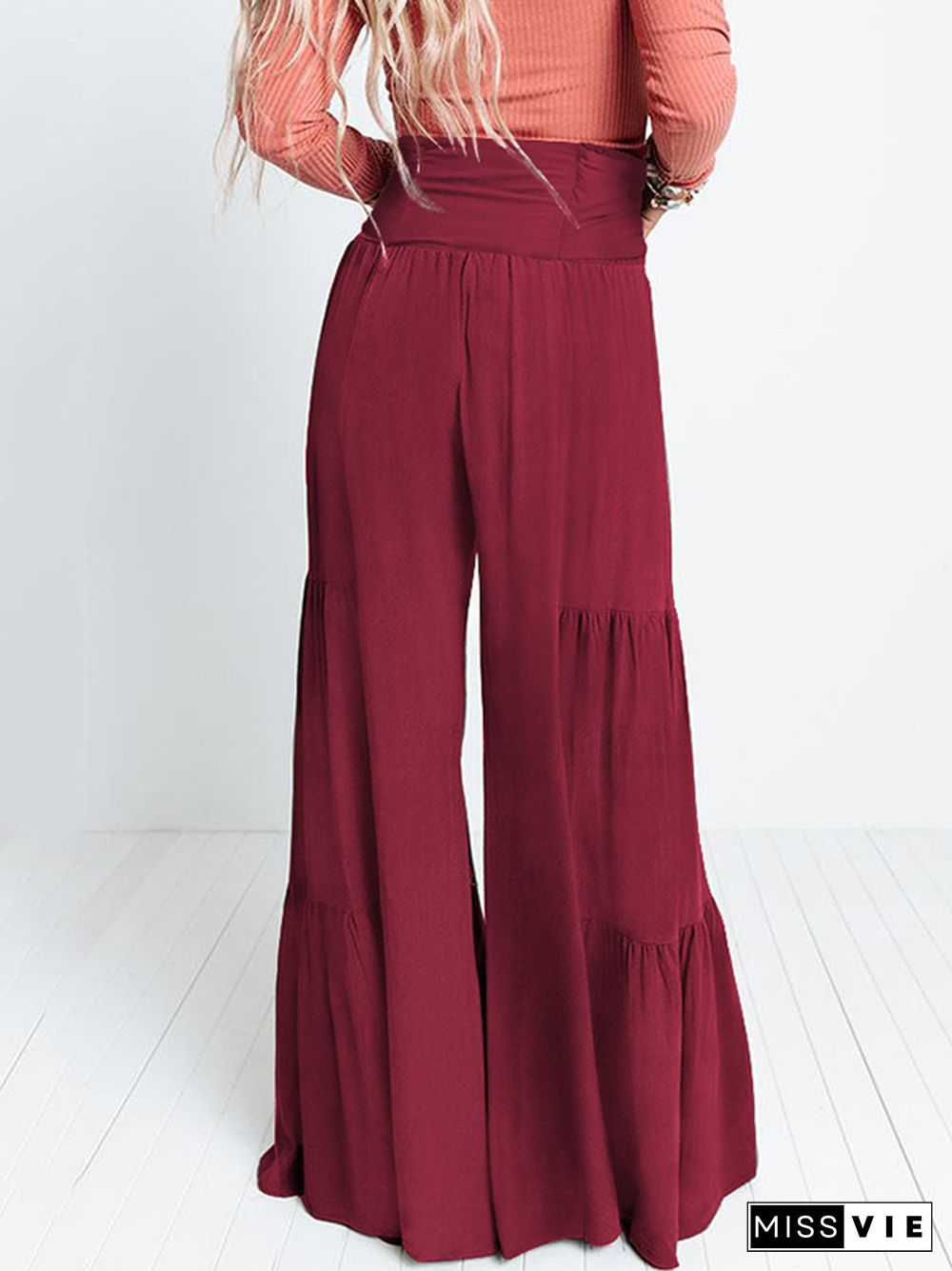 11 Colors Simple High Waisted Solid Color Casual Wide Leg Pants