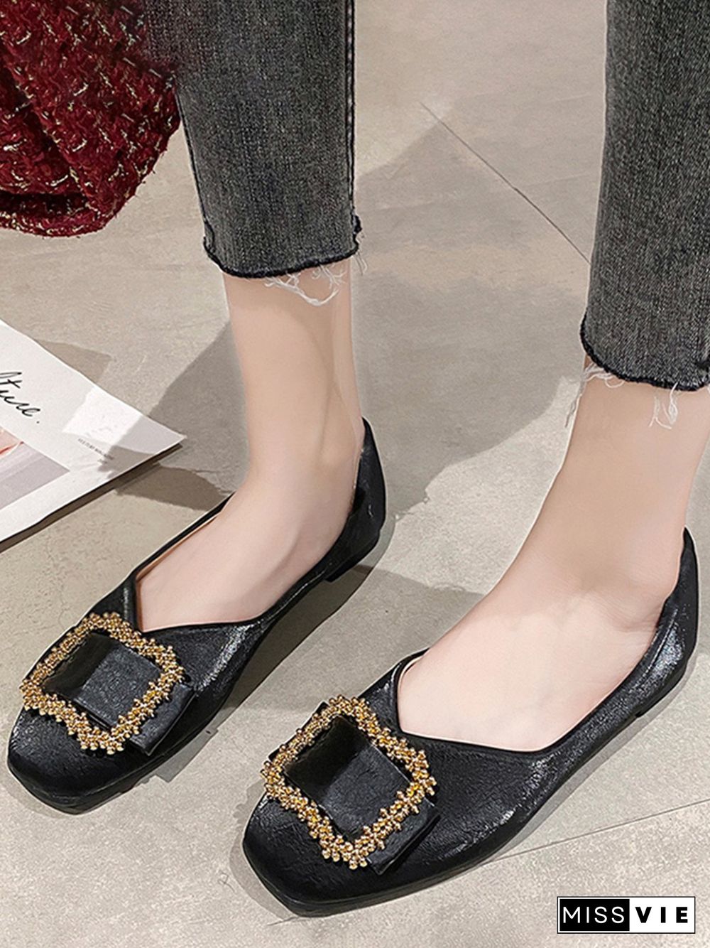 Women Plain All Season Urban Non-Slip Commuting Flat Heel Round Toe Plus Size Shallow Shoes Flats