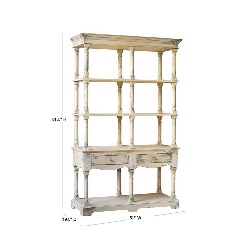 A  B Home 81.5 in. White Wood 4-shelf Accent Bookcase with Open Back 88634