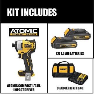 DW ATOMIC 20V MAX Cordless Brushless Compact 14 in. Impact Driver Kit and 20V 6-12 in. Circular Saw DCF809C2W391