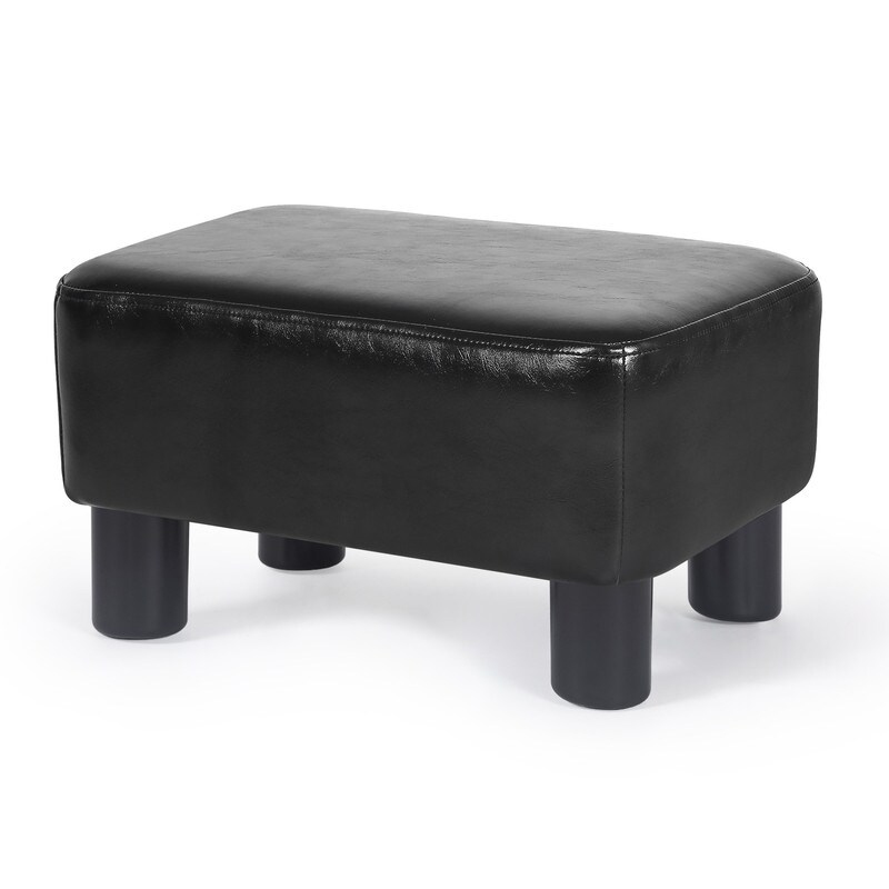 Adeco Small Rectangle Footstool PU Leather Ottoman Footrest Modern