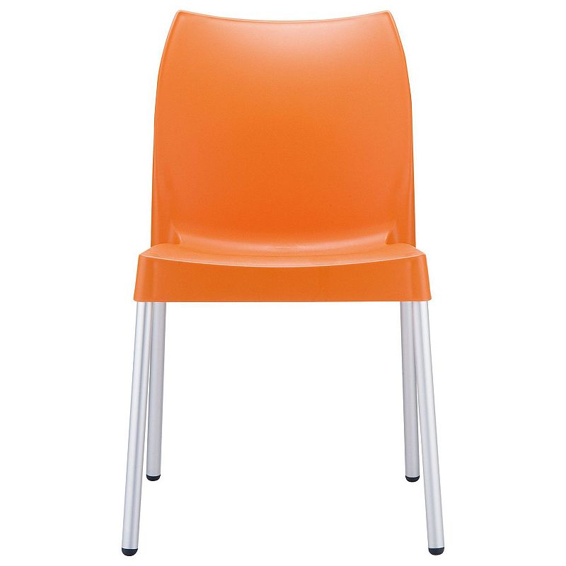 31.5 Orange and White Stackable Outdoor Patio Armless Dining Chair