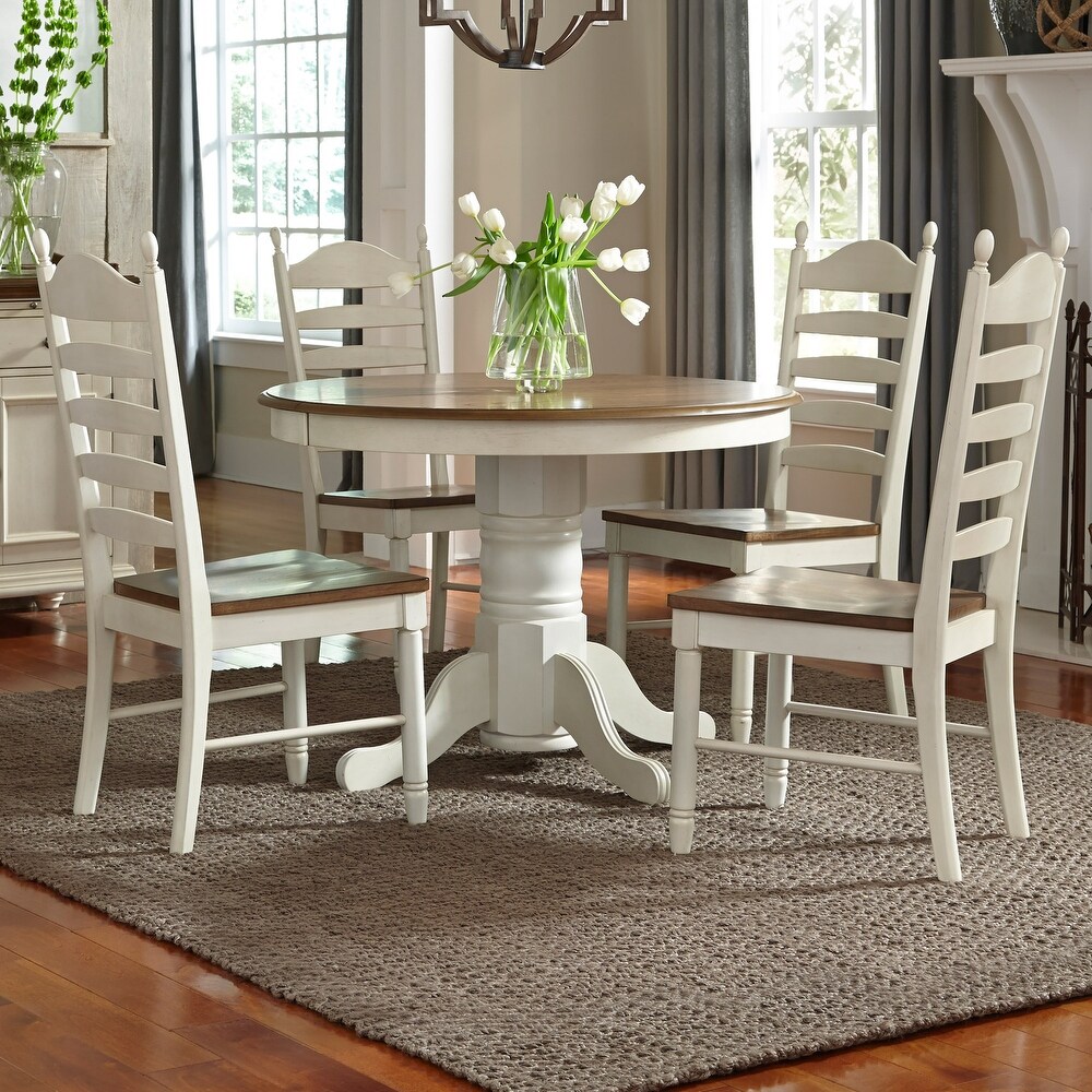 The Gray Barn Springfield Honey   Cream 5 Piece Pedestal Table Set