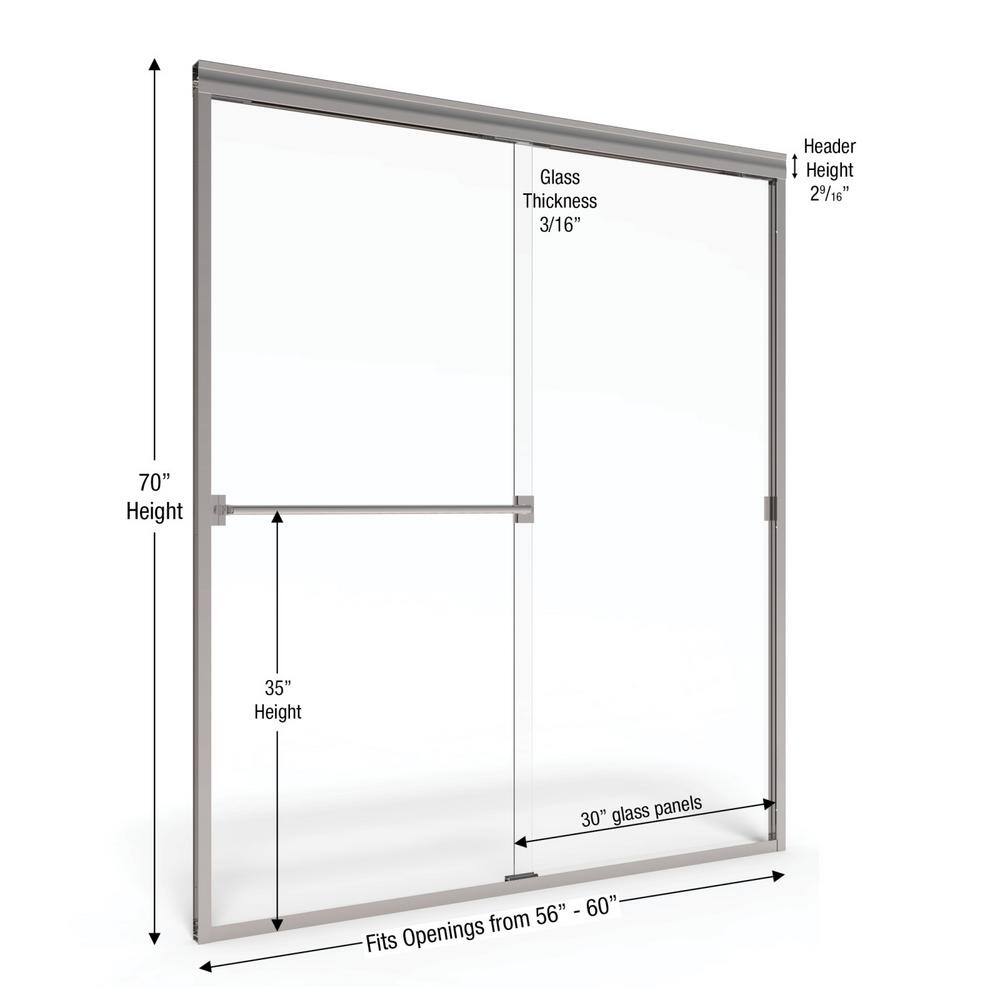 Basco Classic 60 in. x 70 in. Semi-Frameless Sliding Shower Door in Chrome with Clear Glass CLCH05A6070CLSV