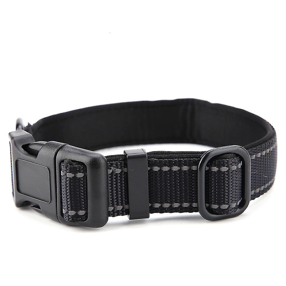 Reflective Nylon Dog Collars Adjustable Safe Pet Collar for Small Medium Large Dogs(Black L)