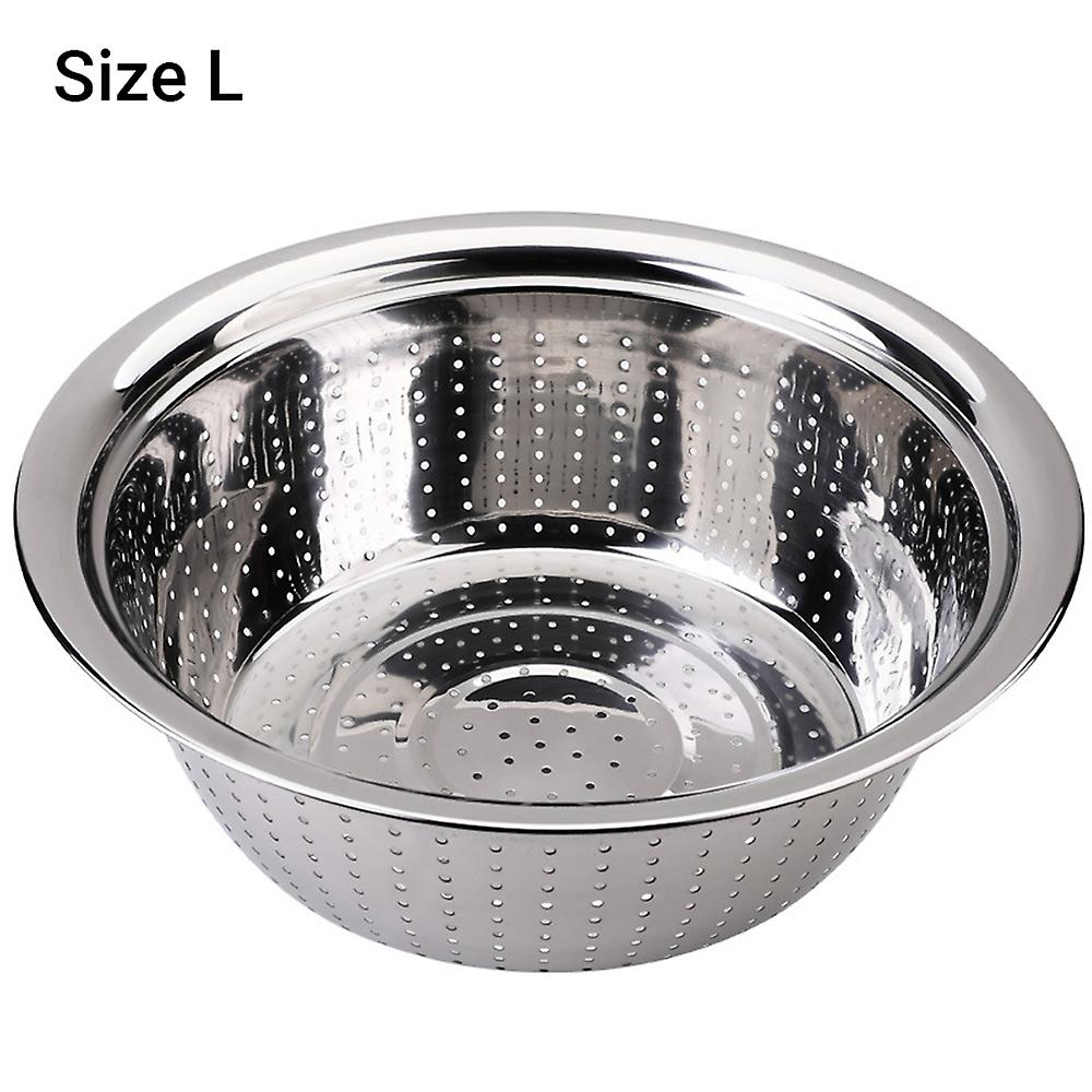 L (30cm) Stainless Steel Vegetable Basin Rice Bean Rinsing Bowl Kitchen Strainer Ss Mixing Washing Bowl With Drainage Holes Kitchen Colander Container