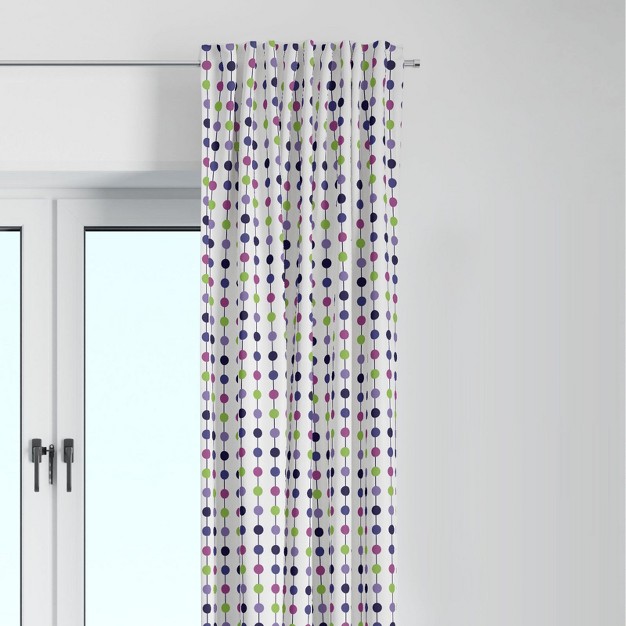 Bacati Botanical Purple Dots Cotton Printed Single Window Curtain Panel